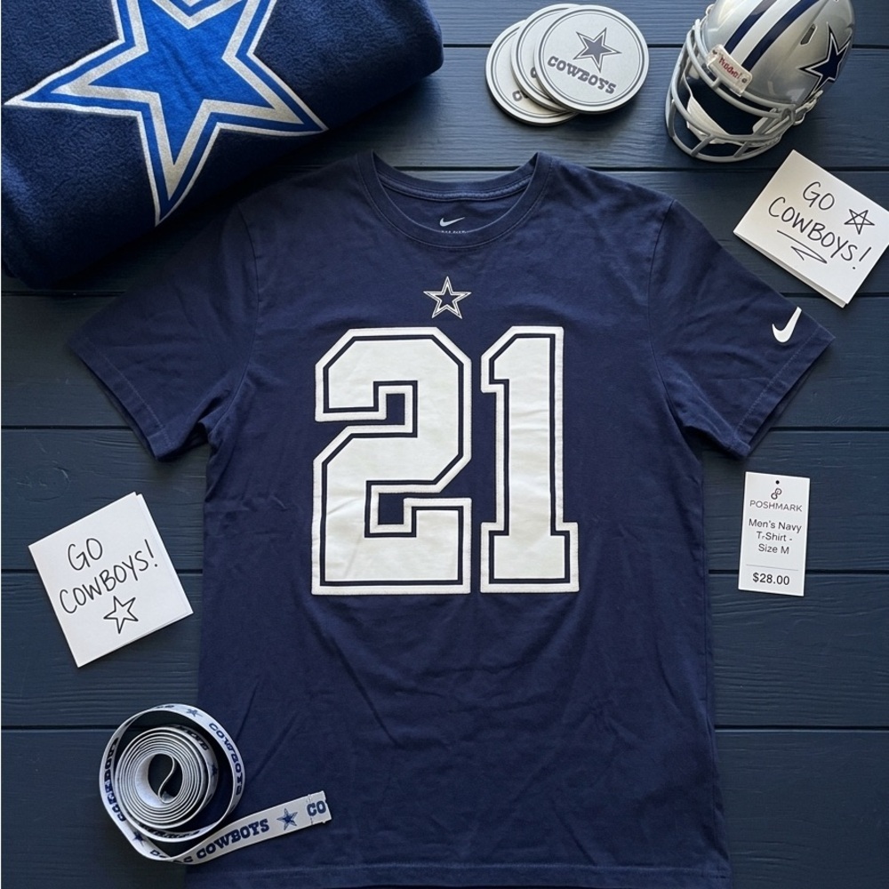 Nike Dallas Cowboys Ezekiel Elliott #21 Navy Blue T-Shirt - Adult Medium